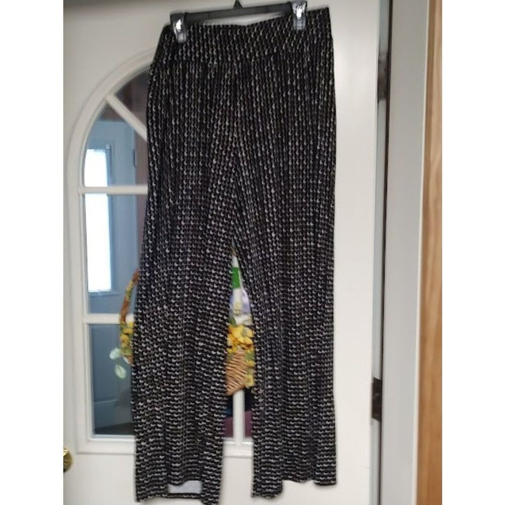 New Lane Bryant Black Beige White Triangles Wide Leg Pants Size Women's 1X